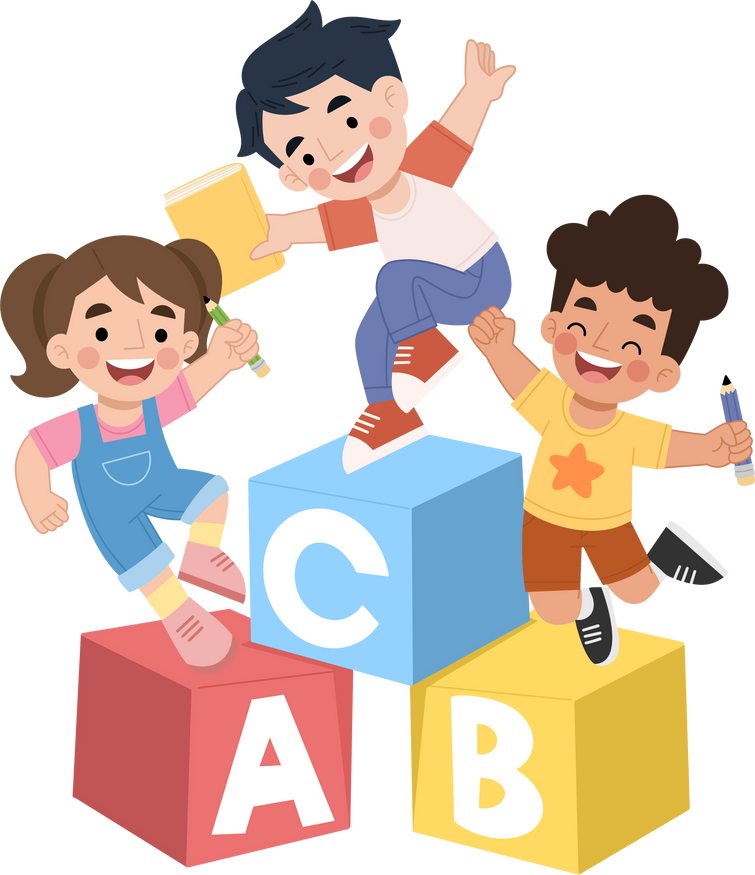 Cheerful kids illustration with abc alphabet blocks